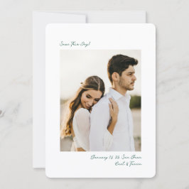Reserva La Fecha Minimalist Green Insta Photo Film Simple Wedding