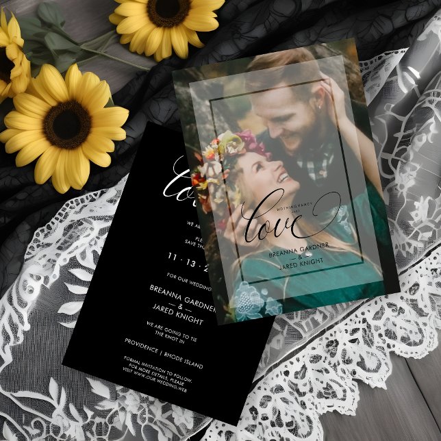 Reserva La Fecha Minimalist Modern Vellum Effect Photo Wedding (Minimalist Modern Vellum Effect Photo Wedding Save the Date with Envelope.)