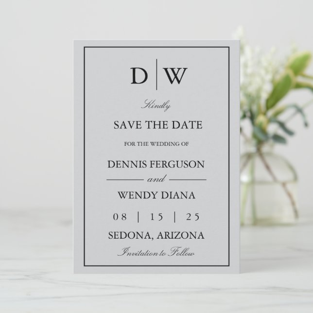 Reserva La Fecha Minimalist Monogram Wedding (Anverso de pie)