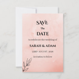 Reserva La Fecha Minimalist Peach Botanical Save the Date