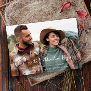 Reserva La Fecha Minimalist Photo Card Modern Calligraphy Wedding