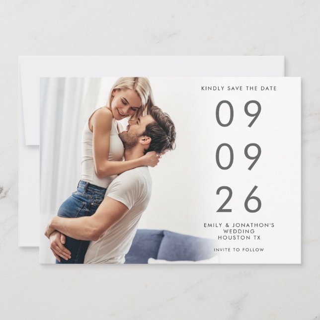 Reserva La Fecha Minimalist Photo Overlay Wedding (Anverso)