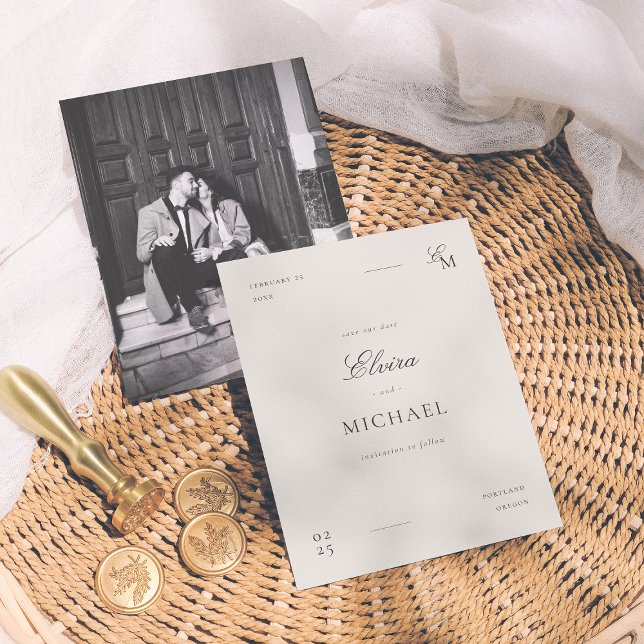 Reserva La Fecha Minimalist Save The Date Ivory Editorial Wedding (Subido por el creador)