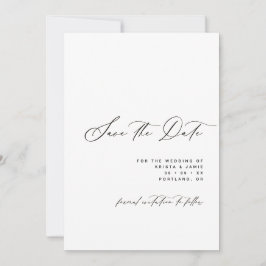 Reserva La Fecha Minimalist Script Black & White Photo Wedding