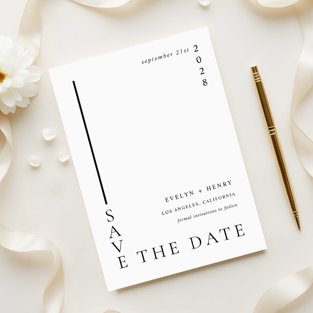 Reserva La Fecha Minimalist Simple Black Line Modern Wedding (Subido por el creador)