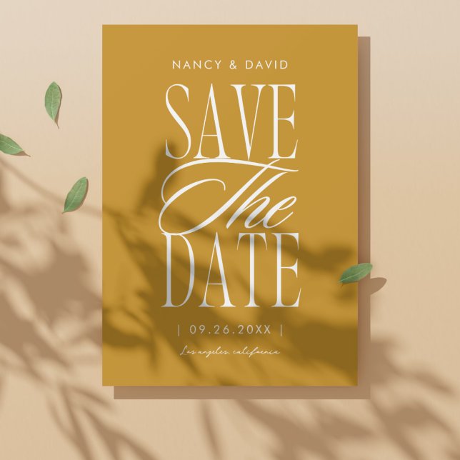 Reserva La Fecha Minimalist Simple Script Mustard Wedding   (Subido por el creador)