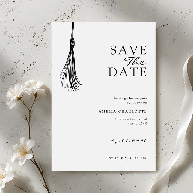 Reserva La Fecha Minimalist Tassel Graduation Party (Subido por el creador)