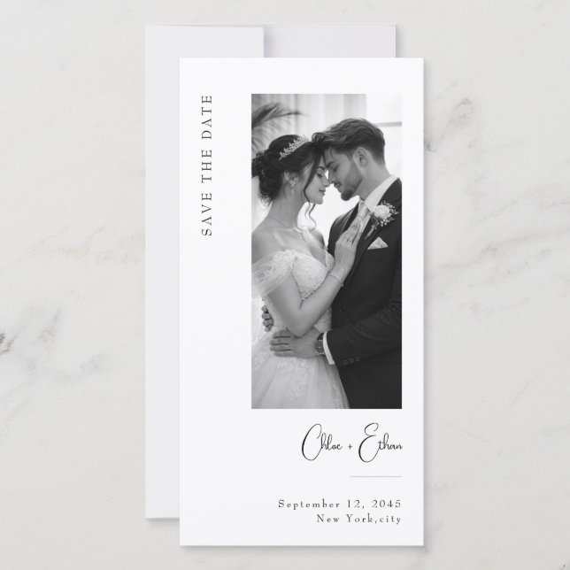 Reserva La Fecha Minimalist Wedding Photo Save the Date Bookmark (Anverso)