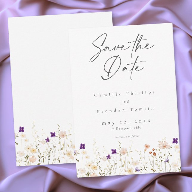 Reserva La Fecha Minimalist Wildflower Botanical Wedding (Minimalist Wildflower Botanical Wedding Save The Date)