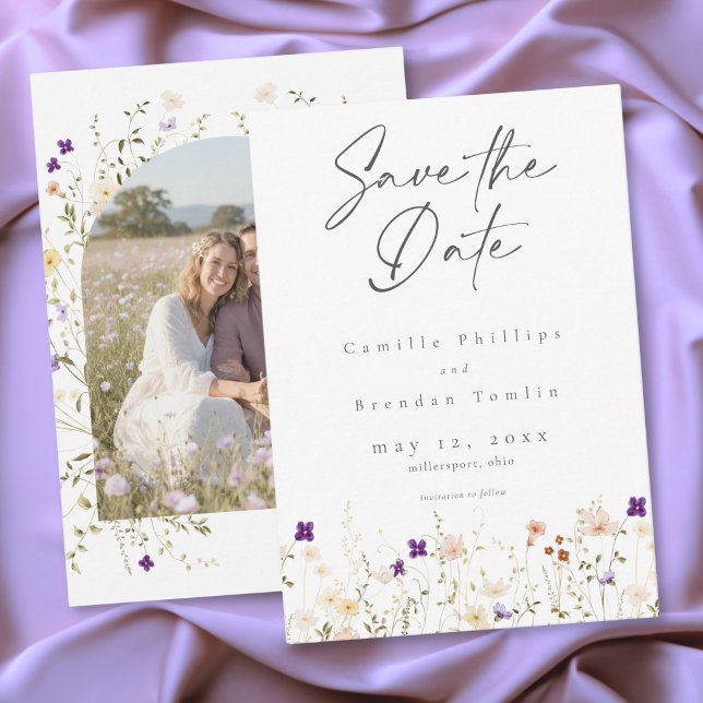 Reserva La Fecha Minimalist Wildflower Botanical Wedding Photo (Minimalist Wildflower Botanical Wedding Save The Date)