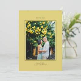 Reserva La Fecha Minimalista Amarillo Elegante Boda Foto Personaliz