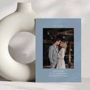 Reserva La Fecha Minimalista azul polvoriento elegante boda persona