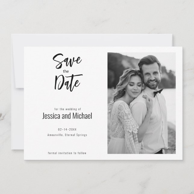 Reserva La Fecha 💍 Minimalista Elegante con foto (Anverso)
