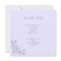 Minimalista Floral Lavanda Boda Guardar La Fecha
