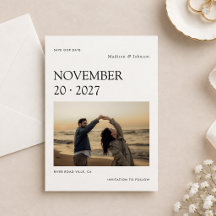 Minimalista Foto de Boda Moderna Save The Date