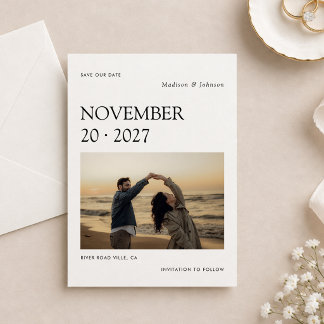 Reserva La Fecha Minimalista Foto de Boda Moderna Save The Date