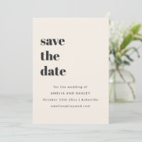 Minimalista Foto de Boda Simple Retro Marfil Negro