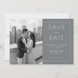 Reserva La Fecha Minimalista Gris Romántico Foto