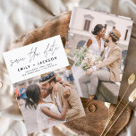 Reserva La Fecha Minimalista Guardar la foto manuscrita de fecha<br><div class="desc">Foto manuscrita moderna y elegante Guardar la tarjeta Boda de fecha. La tarjeta de invitación para guardar la fecha incluye una moda y una tipografía elegante con un diseño simple y minimalista sobre un fondo blanco al que se puede añadir la imagen de fotografía de compromiso personalizada.</div>