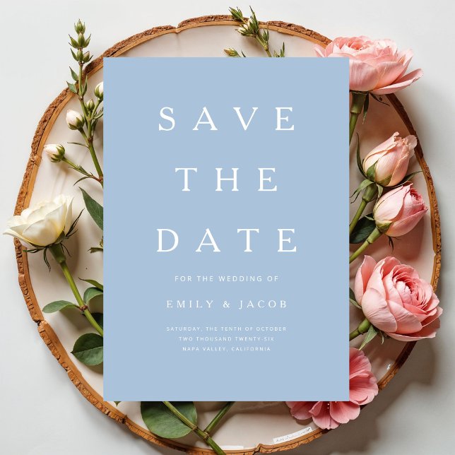 Reserva La Fecha Minimalista Moderno Azul (Modern Minimalist Blue Save The Date)