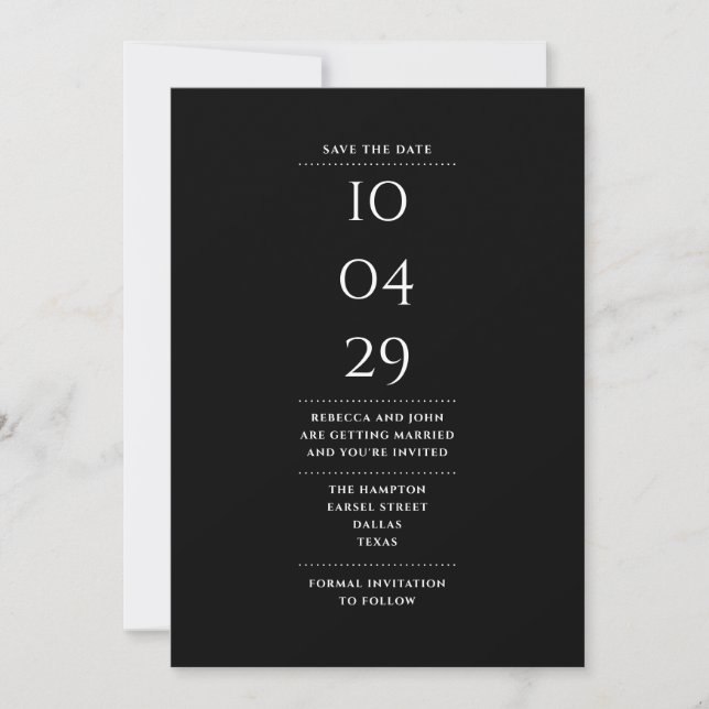 Reserva La Fecha Minimalista Moderno Negro y Blanco (Anverso)