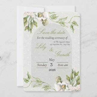 Reserva La Fecha Minimalista Save The Date de lunares blancos y veg