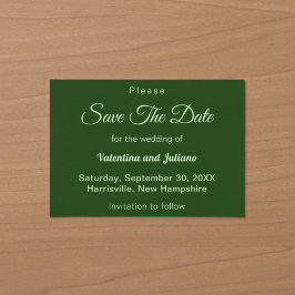 Reserva La Fecha Minimalista Verde Oscuro Aviso de Boda