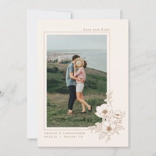 Reserva La Fecha Mínimo Marfil Gold Anemone Art Floral Boda