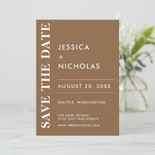 Reserva La Fecha Mínimo moderno Taupe oscuro elegante matrimonio