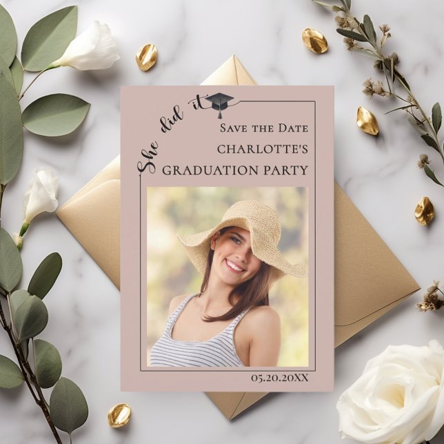 Reserva La Fecha Mocha Photo Graduation Party Save the Date (Subido por el creador)