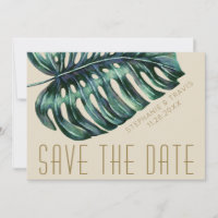 Mod Monstera Leaf Green y Tan Boda