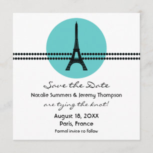 Reserva La Fecha Mod Parisian Dots Save the Date Invite, Aqua