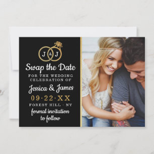 Reserva La Fecha Moda Anillos Boda Monograma Guardar O Intercambiar
