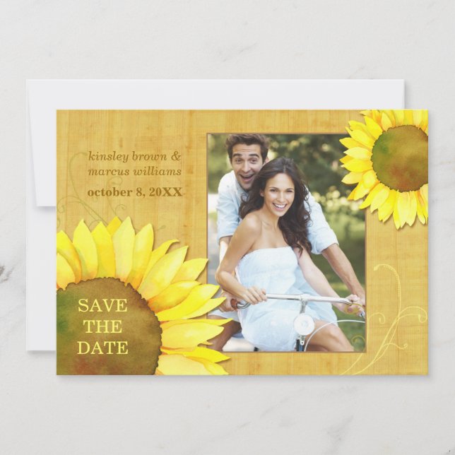 Reserva La Fecha Moda Autumn Sunflowers Boda Foto Save the Date (Anverso)