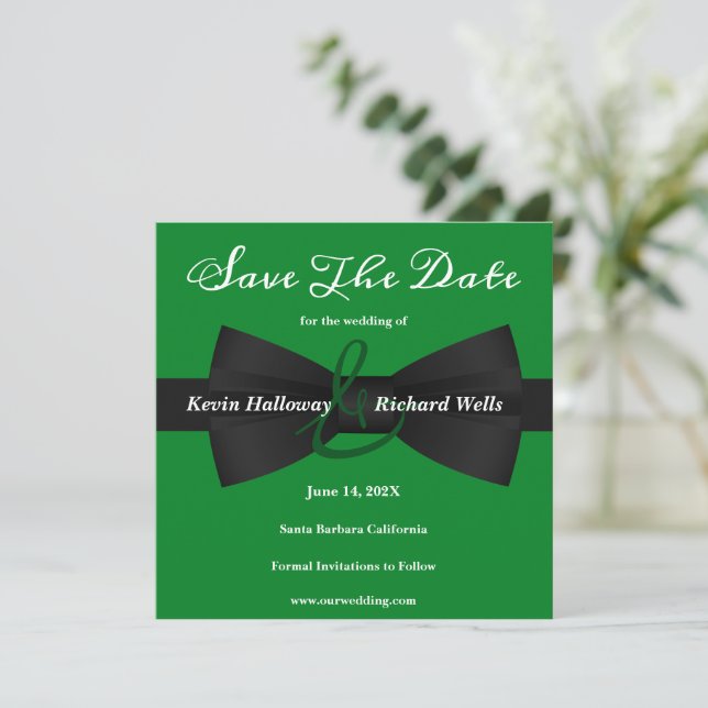 Reserva La Fecha Moda Black Tie Gay Wedding Save The Date (Anverso de pie)