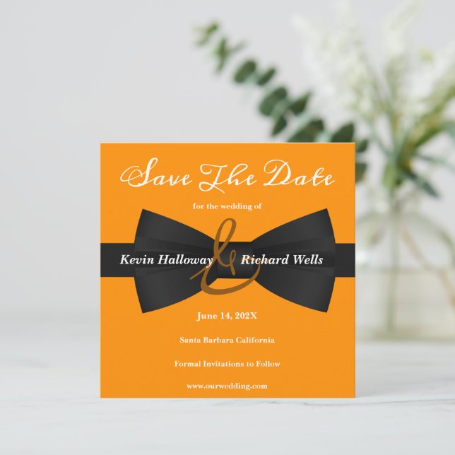 Reserva La Fecha Moda Black Tie Gay Wedding Save The Date (Anverso de pie)