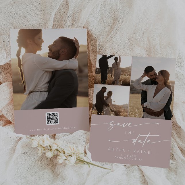 Reserva La Fecha Moda Boho Rosa polvoriento Código QR multifoto ros (Subido por el creador)