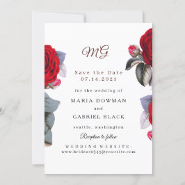 Reserva La Fecha Moda Borgoña Rojo rosa. Boda de la naturaleza de B