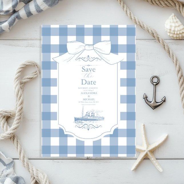 Reserva La Fecha Moda Coquette Nautical Bow Boda (Subido por el creador)