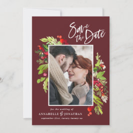 Reserva La Fecha Moda de foto de color agua botánica verde rojo inv