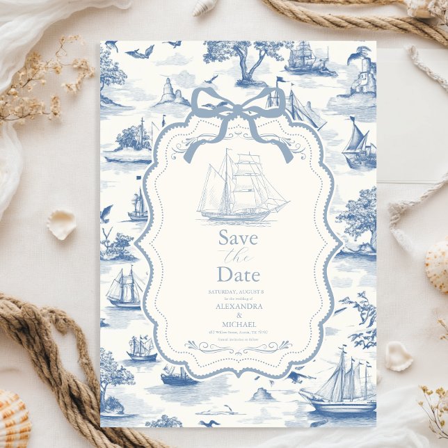 Reserva La Fecha Moda de la tela Boda Nautical Bow (Subido por el creador)