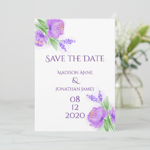 Reserva La Fecha Moda de lavanda personalizada Purple Floral Elegal