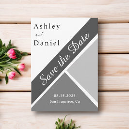 Reserva La Fecha Moda elegante Boda moderno negro y gris blanco