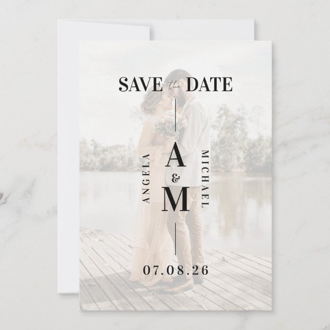 Reserva La Fecha Moda Faux Vellum Photo Wedding Save the Date (Anverso)