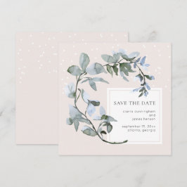Reserva La Fecha Moda Floral Azul Boda de Verdor Guardar la fecha