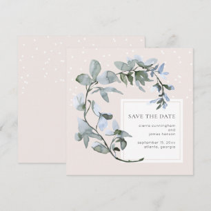 Reserva La Fecha Moda Floral Azul Boda de Verdor Guardar la fecha