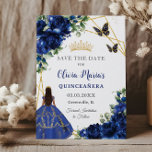Reserva La Fecha Moda Flores Azules Reales Princesa Quinceañera<br><div class="desc">Personalice esta bonito floral azul real Quinceañera / dulce 16 cumpleaños, salve la fecha fácil y rápidamente. Simplemente haga clic en el botón personalizar para editar los textos, cambiar las fuentes y los colores de las fuentes. Con un chica vestido con un hermoso vestido azul real, moda flores reales azules...</div>