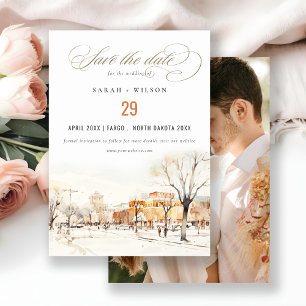 Reserva La Fecha Moda Forgo North Dakota City Scape Photo Boda