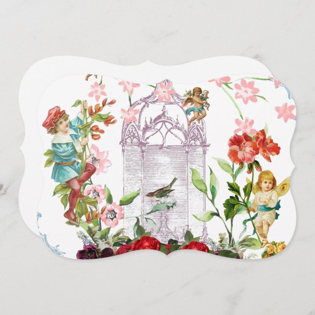 Reserva La Fecha Moda francesa, rústico rural, estampado floral, ro (Anverso / Reverso)