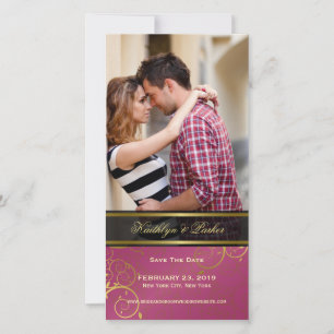 Reserva La Fecha Moda Golden Spiral Vines Elegante Rosa Foto